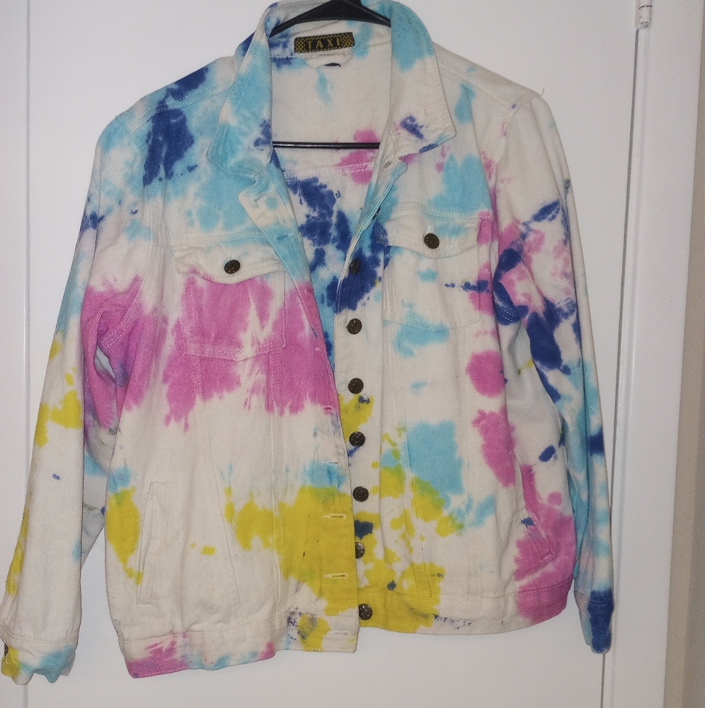 A multi color jean jacket